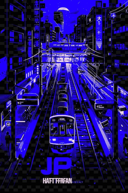 PSD a train is going through a blue light