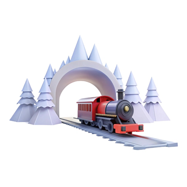 PSD a train is on a track with snow on the front