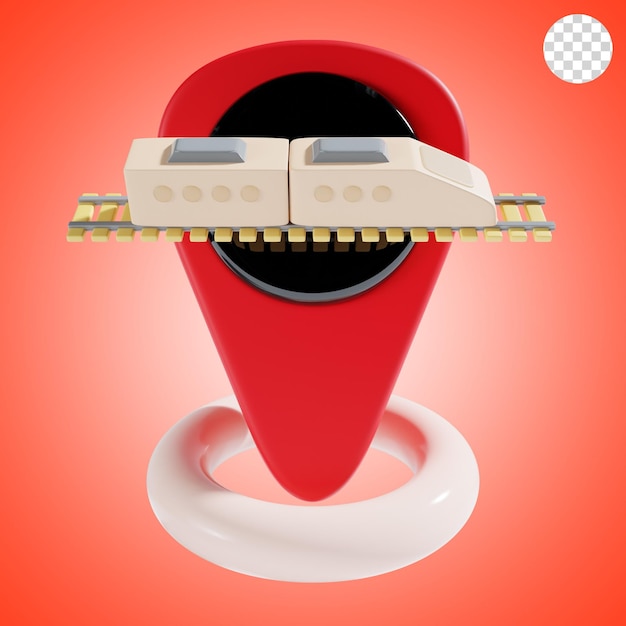 PSD train station location 3d icon