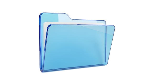PSD translucent blue 3d folder icon with documents