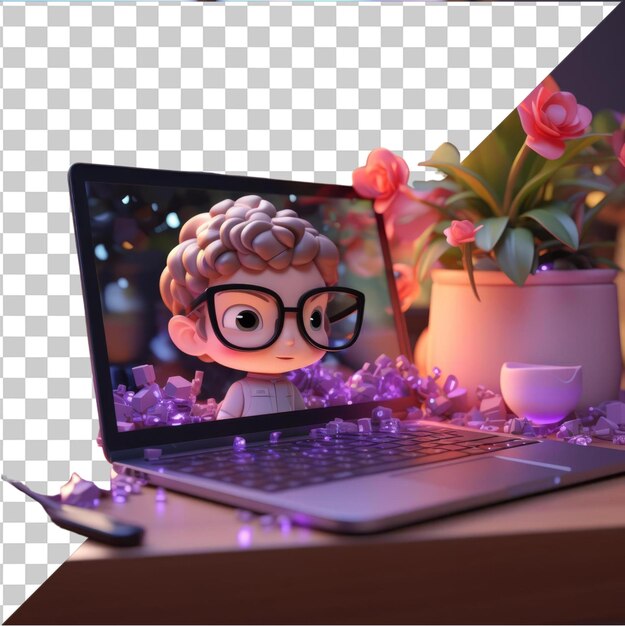 PSD transparent background with isolated 3d programmer cartoon coding software
