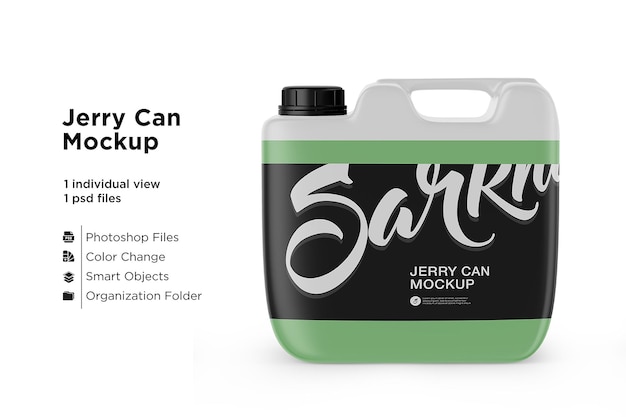 PSD transparent plastic jerry can mockup isolated