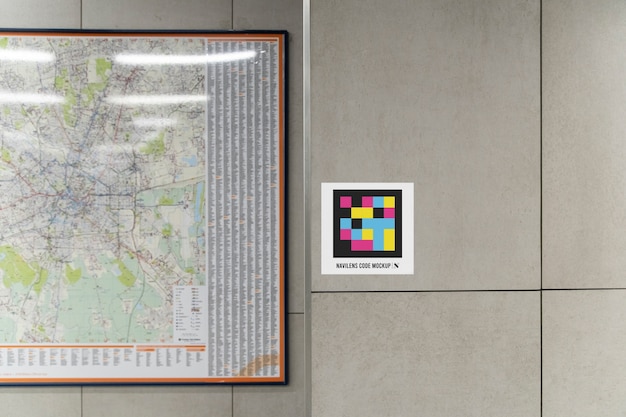 PSD transportation stop with navilens code mockup design