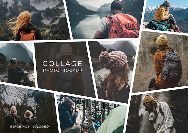 PSD travel photo collage mockup