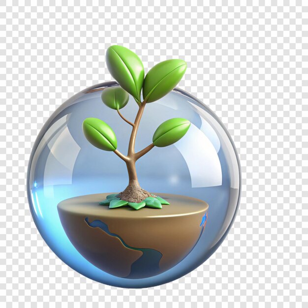 PSD a tree in a bubble with a globe and a globe with a globe on it