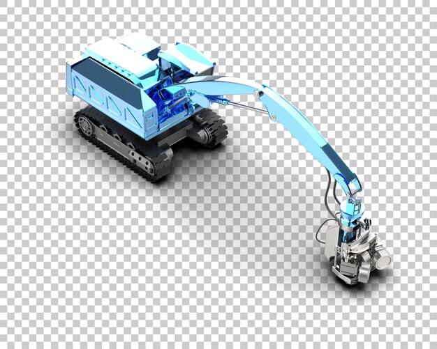 PSD tree cutting machine isolated on background 3d rendering illustration