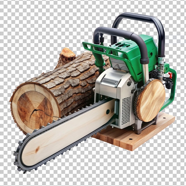 PSD tree cutting machine on transparent background