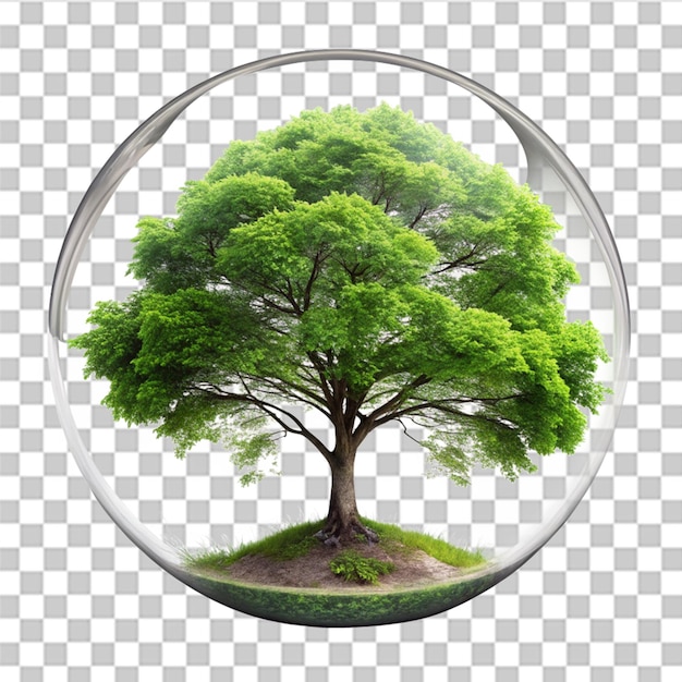 PSD tree in a glass globe isolated on transparent background