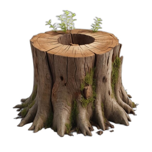 PSD tree stump psd on a white background