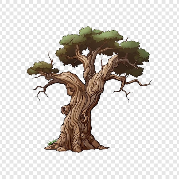 PSD a tree with green leaves and a tree on a white background