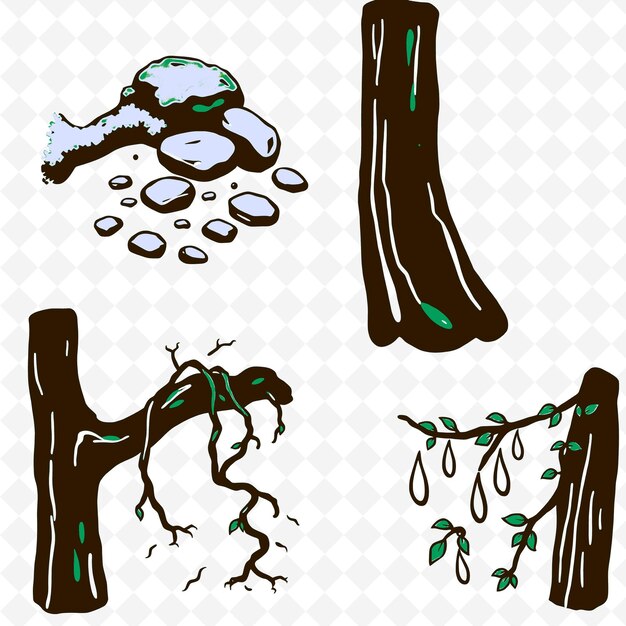 PSD a tree with a green moss on it