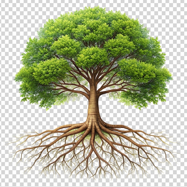 PSD a tree with many roots and branches on transparent background