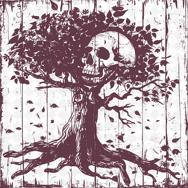 PSD a tree with a skull and a skull on it