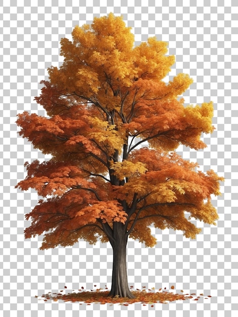 PSD a tree with a yellow leaves on a white background