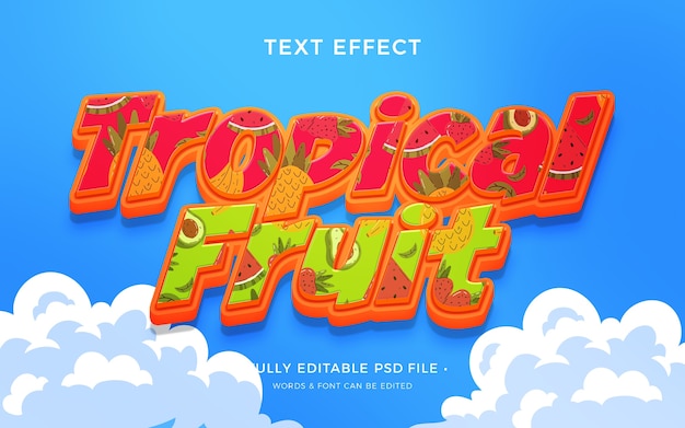 PSD tropical fruit text effect