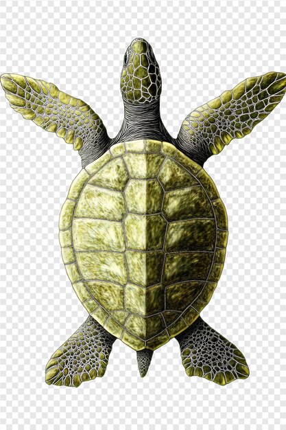 PSD turtle swimming in a transparent box