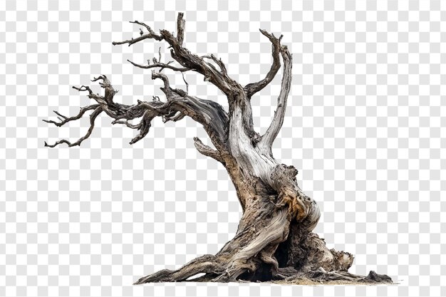 PSD twisted dead tree on white background cut out