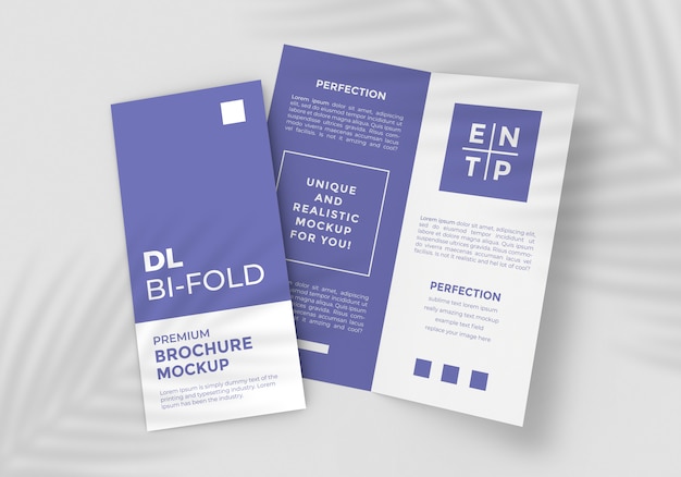 PSD two dl size bi-fold brochure mockup