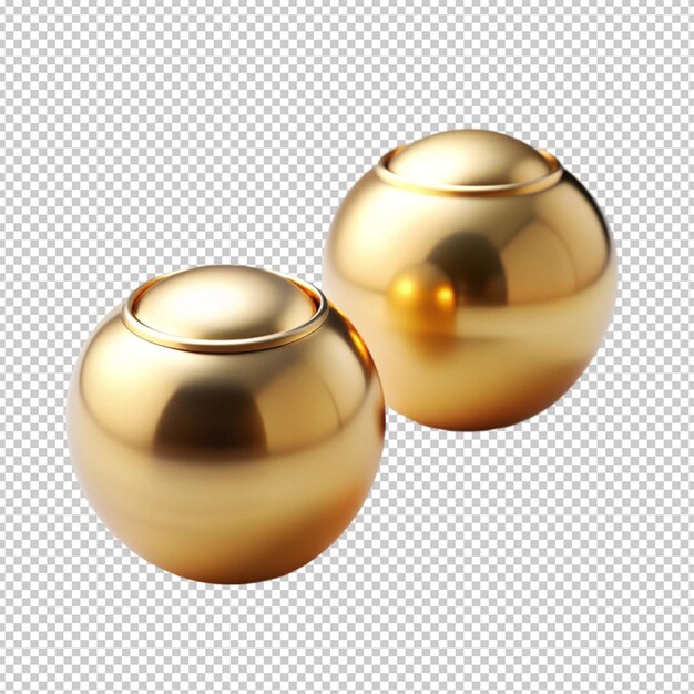PSD two golden objects on a white surface with white background