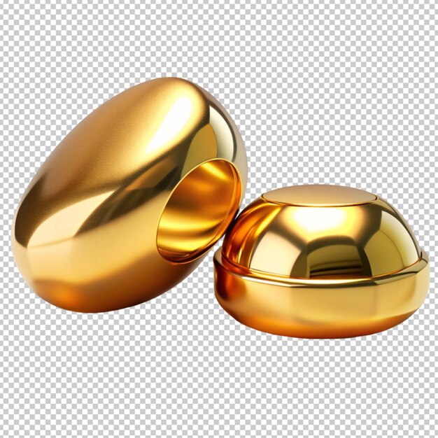 PSD two golden objects on a white surface with white background
