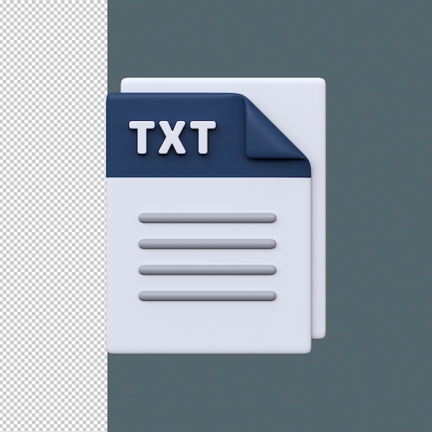 PSD txt file format 3d icon plain text document for notes logs and unformatted content