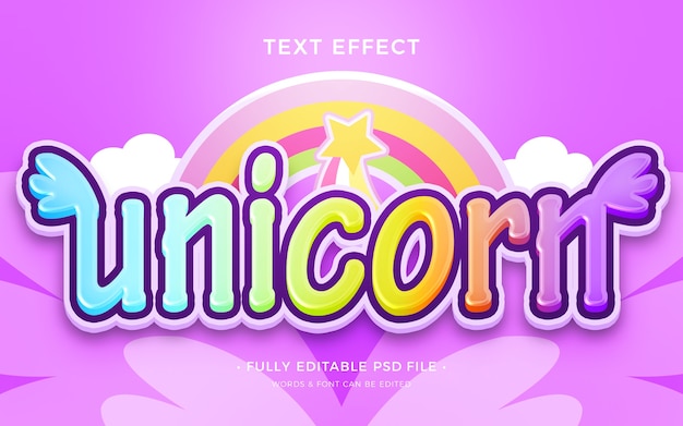 PSD unicorn ink text effect