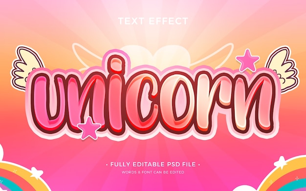 PSD unicorn ink text effect