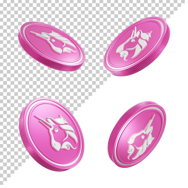 uniswap cryptocurrency coins 3d rendering