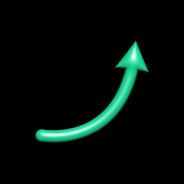 PSD upward curve arrow in green