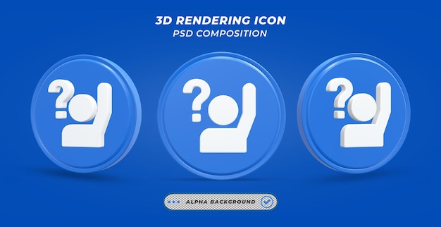 PSD user question icon in 3d rendering