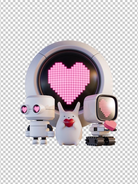 PSD valentine characters 3d render illustration