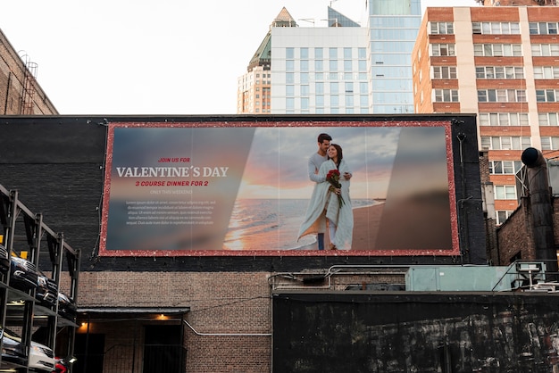 PSD valentine's day billboard with mock-up