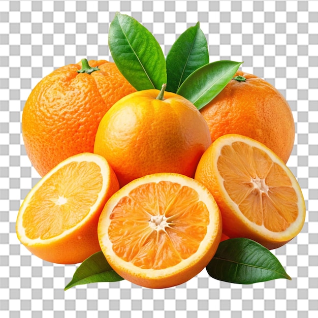 PSD various forms of oranges isolated on transparent background