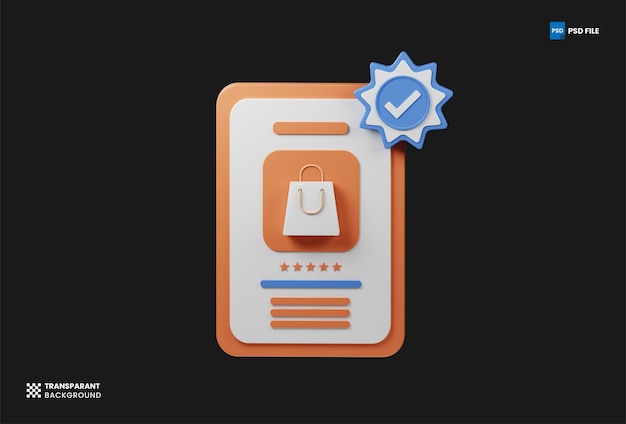 PSD verified e commerce top rated 3d icon render illustration