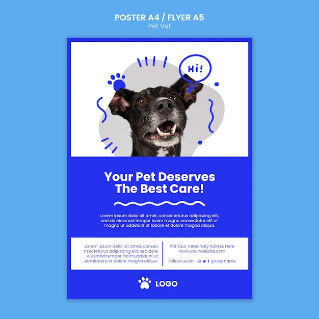 PSD veterinary clinic vertical flyer template