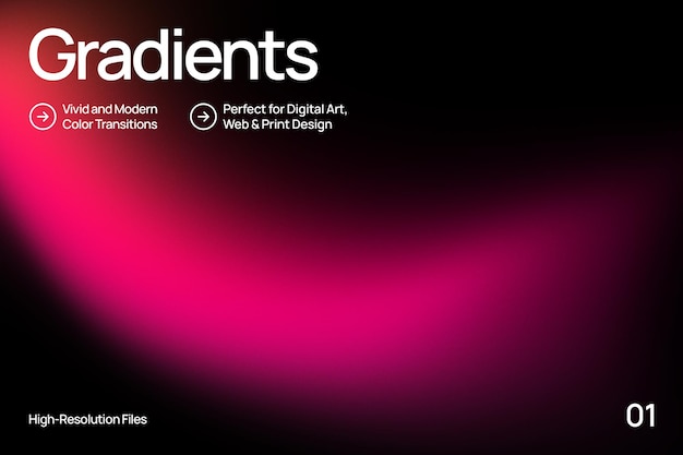 PSD vibrant gradient transitions for digital art and web design