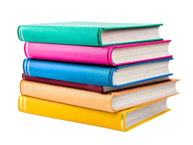 PSD a vibrant stack of colorful books isolated