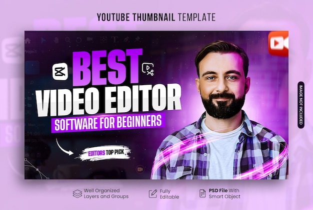PSD video editor youtube thumbnail