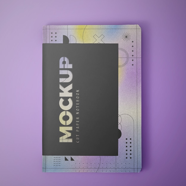 PSD view of paper notebook with gradient colors
