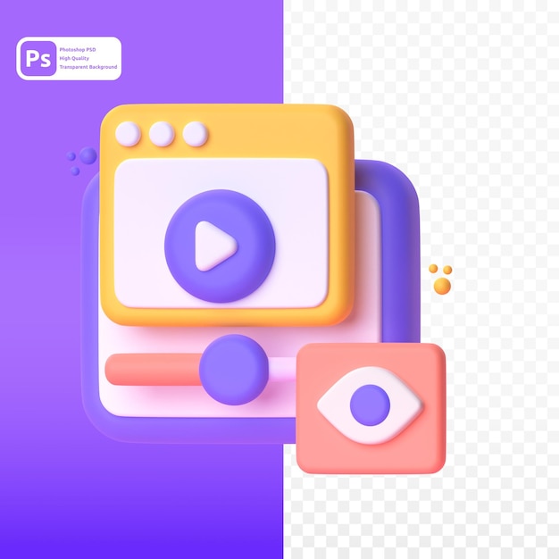 PSD views in 3d render for graphic asset web presentation or other