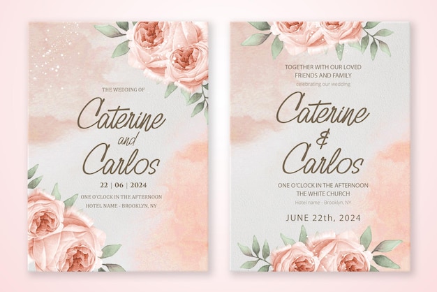 PSD vintage wedding invitation and save the date