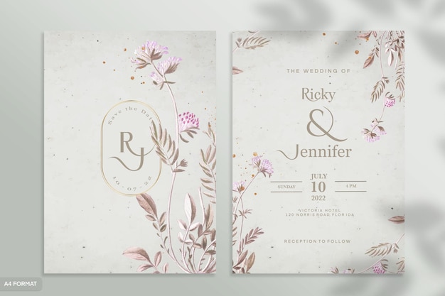 PSD vintage wedding invitation template