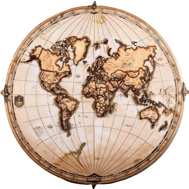 PSD vintage world map globe