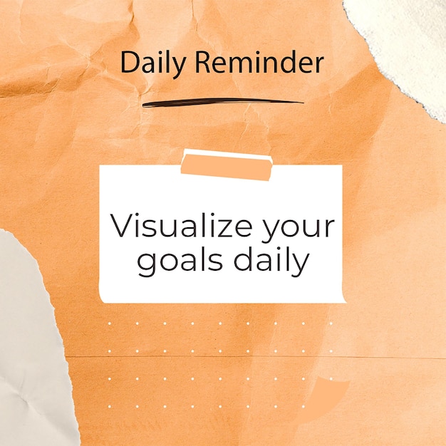 PSD the visualize calming orange reminder paper concept instagram post