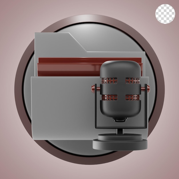 PSD voice folder 3d icon and illustration