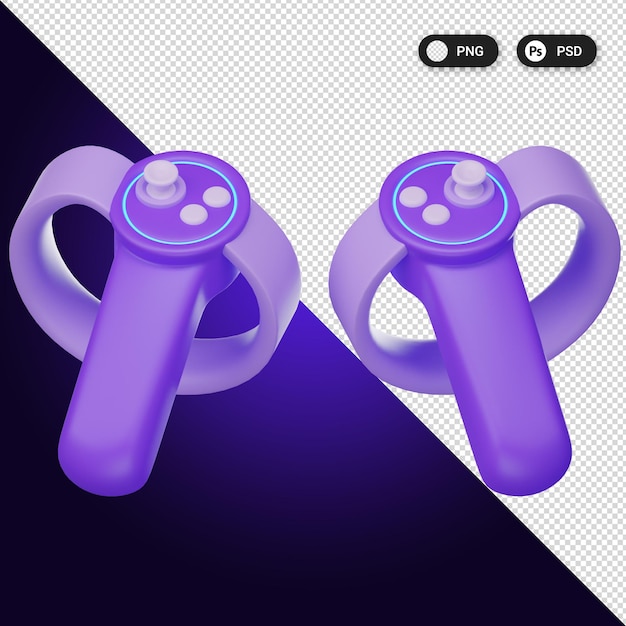 PSD vr controllers virtual reality icons set ux ui web design elements 3d rendering