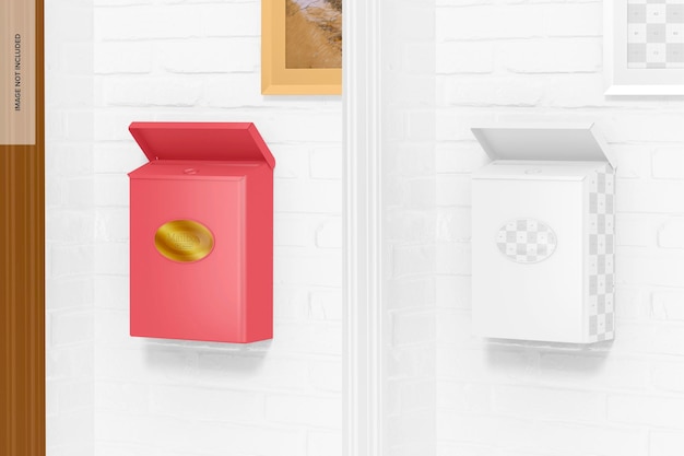 PSD wallmount mailbox mockup, opened