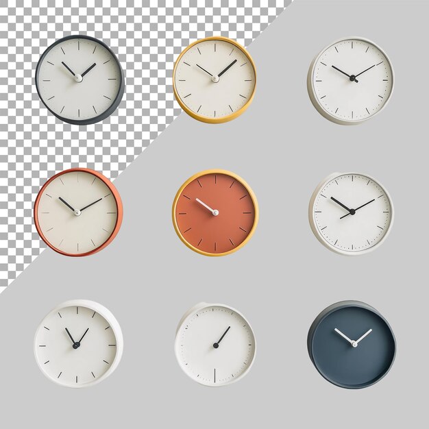 PSD wallmounted clocks on transparent background