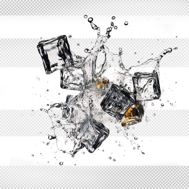 PSD a water splash with ice cubes
