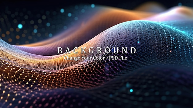 PSD wave of dots and weave lines abstract background network connection structure generative ai